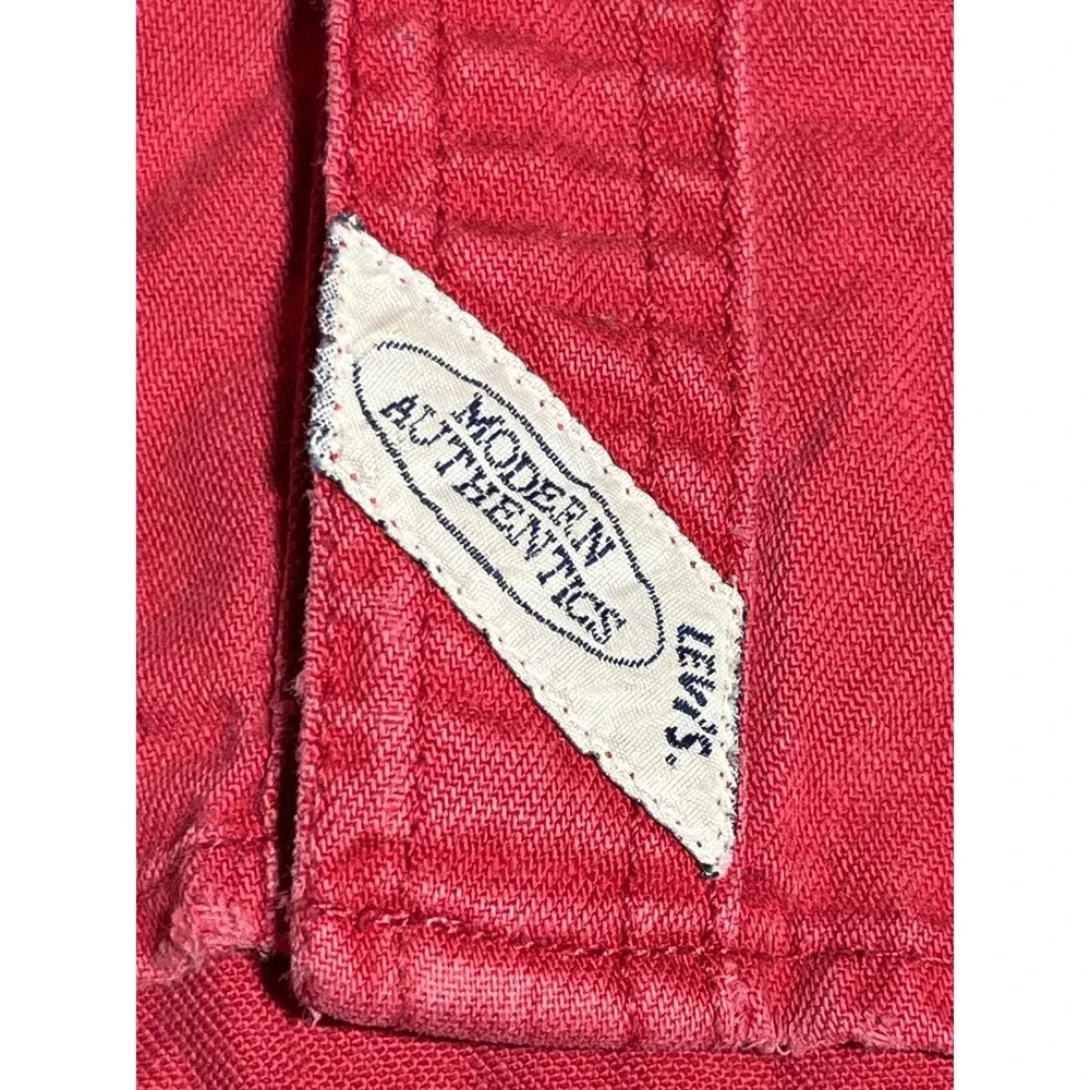 Vintage 90s Levis Modern Authentics Red Western Pearl Snap Retro Shirt Cotton